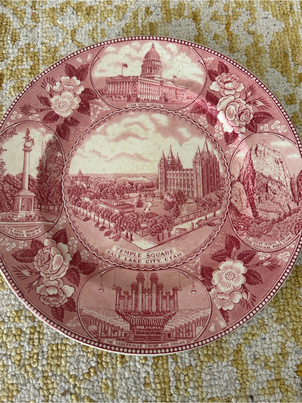 Temple Square Decorative Collector Plate - Red